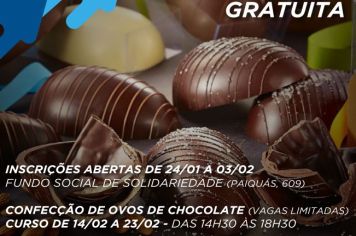 Tupã ofertará curso rápido em Confecção de Ovos de Chocolate