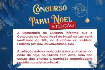 Concurso de Papais-noéis será realizado hoje (28/11), às 20h, no auditório do Instituto Federal