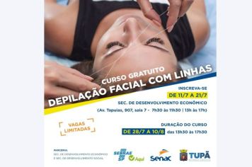 Prefeitura abrirá inscrições para curso gratuito de depilação facial com linha