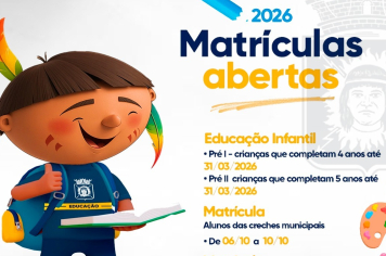 Secretaria de Educação abre matrículas para a pré-escola a partir do dia 6