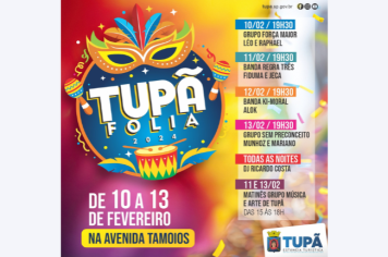 Tupã Folia 2024 tem grade de shows com grandes nomes da música brasileira
