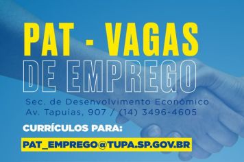 PAT anuncia mais de 125 vagas de emprego para Tupã e Região