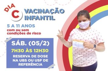 Sábado será o Dia C de vacinação infantil contra a covid-19 
