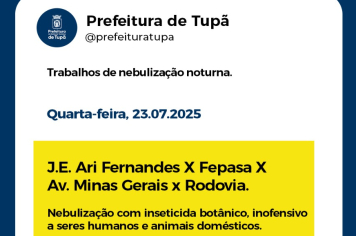 Nebulização para exterminar Aedes atinge parte da zona sul