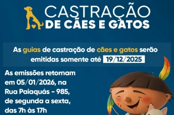 Liberação de guias para castração neste ano vai até dia 19