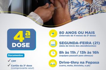 Tupã convoca idosos com mais de 80 anos para a 4ª dose