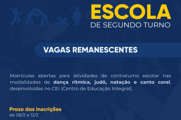 Escola de Segundo Turno - Núcleo CEI abre matrícula para vagas remanescentes