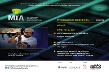 Inscrições para oficina gratuita de percussão terminam na sexta