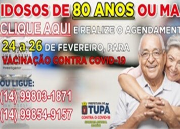 Prefeitura cria cadastro para vacinação de idosos com mais de 80 anos