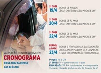 Prefeitura define agenda de vacinações da próxima semana