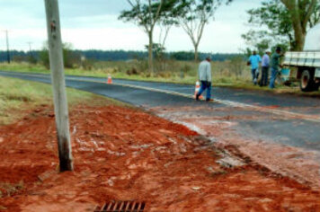 Prefeitura faz manutenção no sistema de captação de água pluvial na vicinal de acesso ao aeroporto