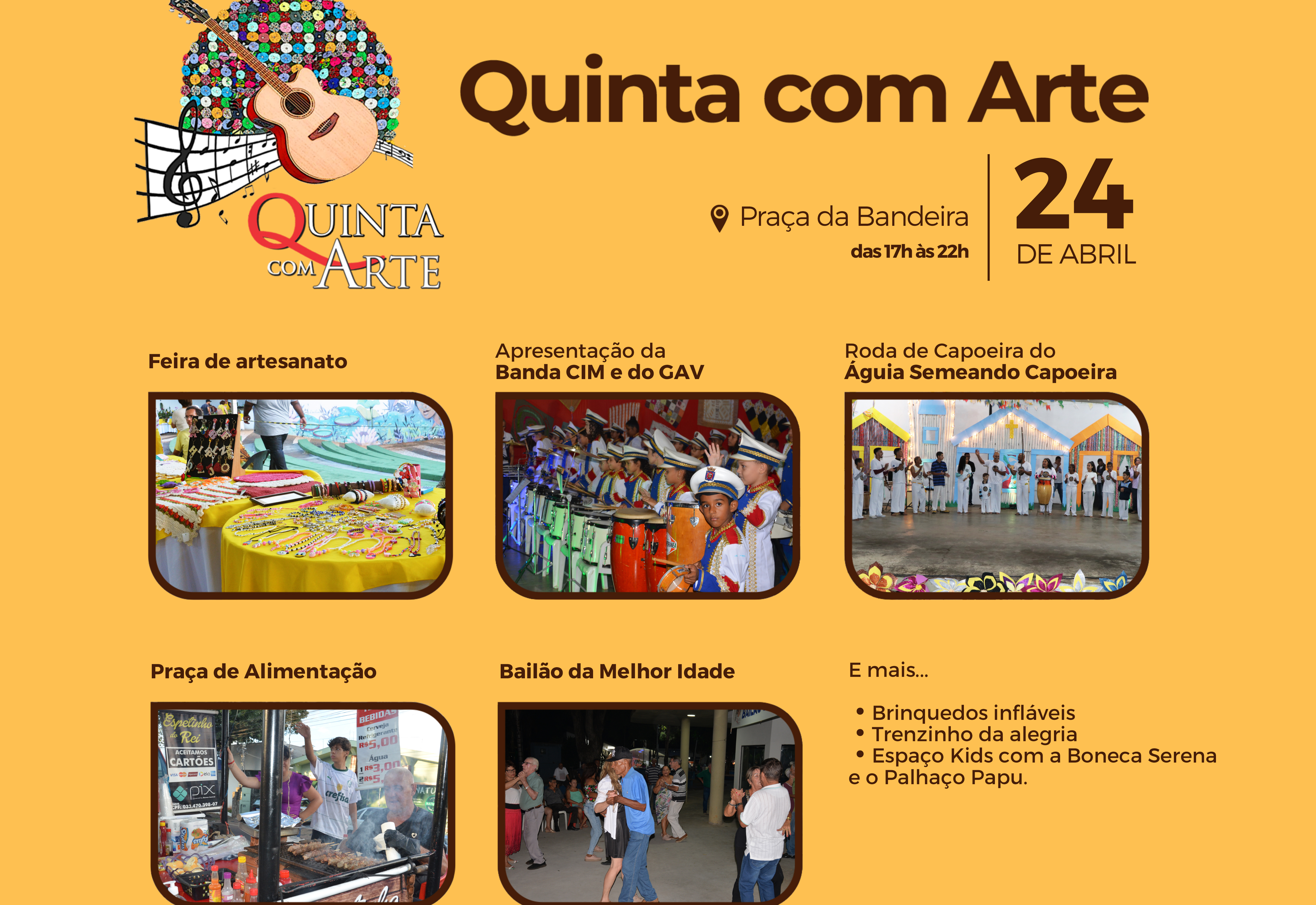 Apresentações musicais e roda de capoeira marcam o Quinta com Arte desta semana