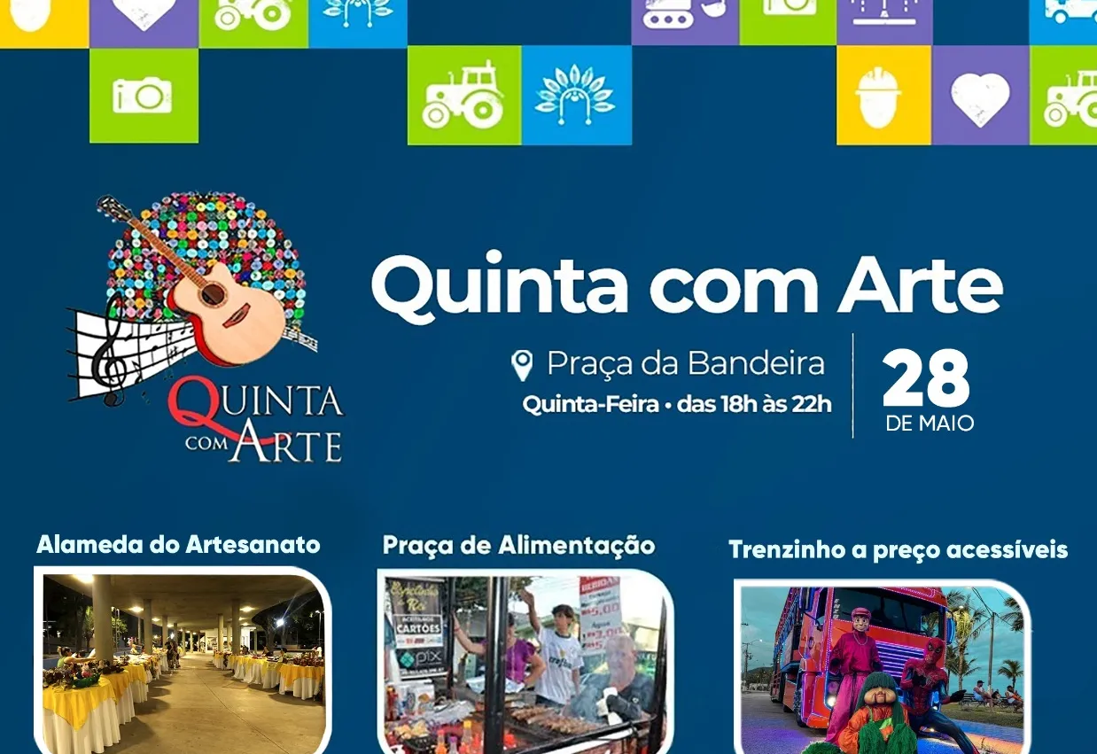 Praça da Bandeira recebe mais uma edição do Quinta com Arte nesta quinta-feira