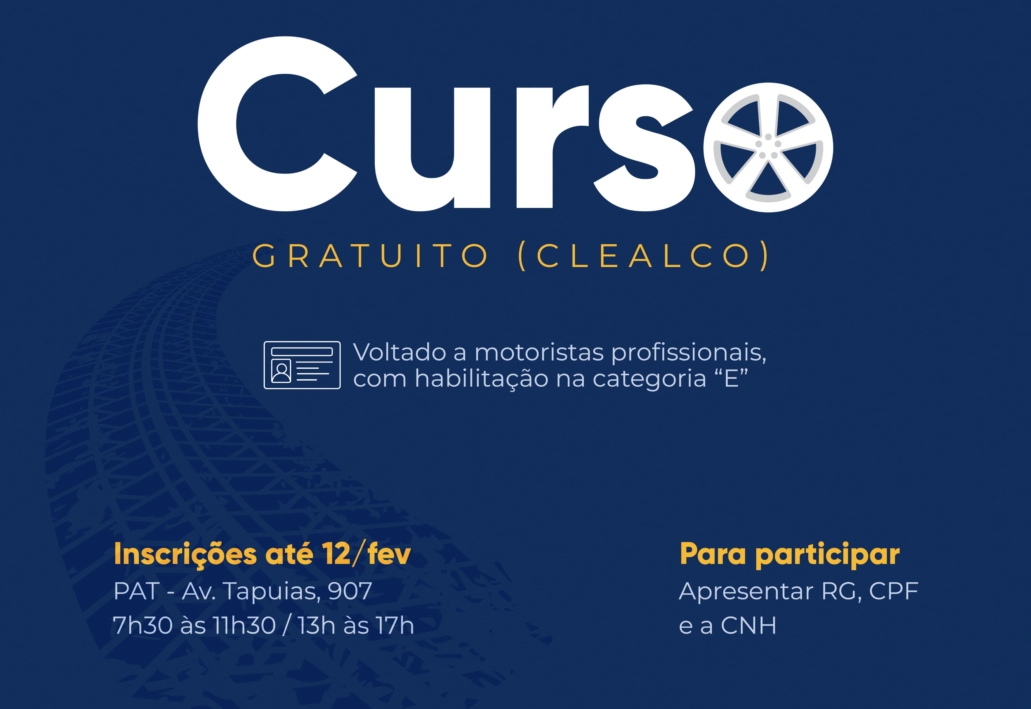 PAT oferece curso gratuito de formação para motoristas