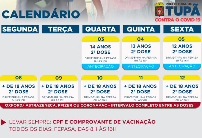 Prefeitura aplica 2ª dose de adolescentes e de pessoas com intervalo completo 