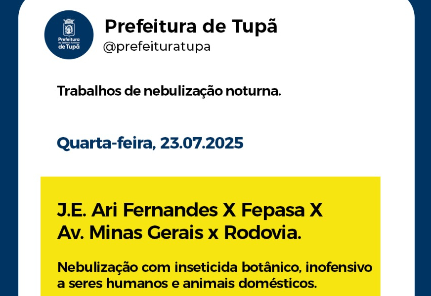 Nebulização para exterminar Aedes atinge parte da zona sul