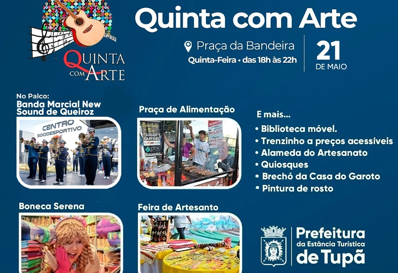 Banda Marcial New Sound de Queiroz se apresenta no Quinta com Arte desta semana