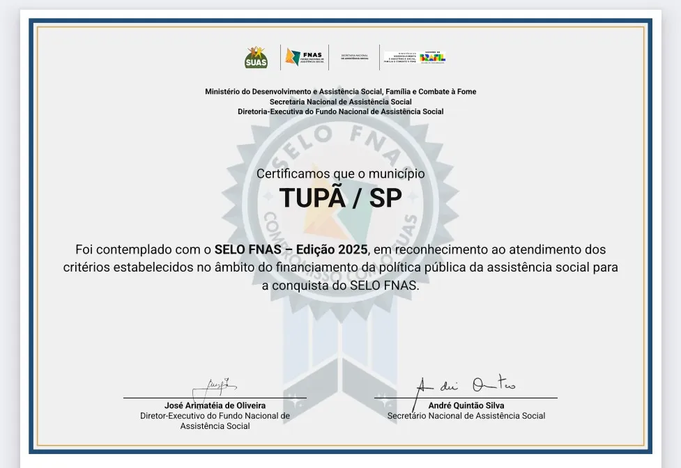 Tupã é reconhecida nacionalmente pela excelência na gestão da assistência social