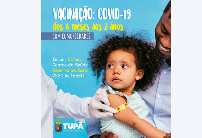 Vacina contra a covid-19 está disponível para crianças com comorbidade de 6 meses a 2 anos 