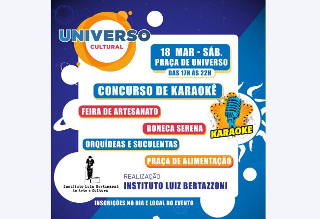 Universo Cultural terá concurso de Karaokê promovido pelo Instituto Luiz Bertazzoni