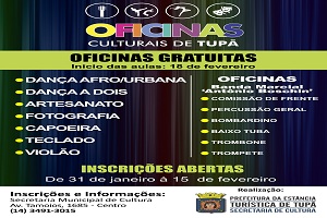 Oficinas Culturais ainda oferecem vagas para diversas modalidades