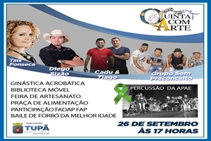 Quinta com Arte de hoje contará com mais de dez atrações