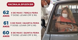 População de 60 a 62 anos será vacinada nesta semana