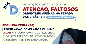 Faltosos de 45 ou anos serão vacinados hoje contra a covid-19