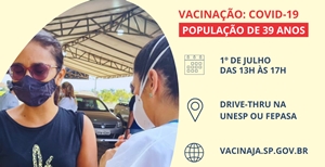 População de 39 anos será vacinada hoje (1º) contra a covid-19