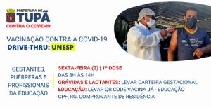 Gestantes e puérperas receberão 2ª dose na próxima semana