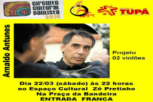 Arnaldo Antunes se apresenta em Tupã neste sábado