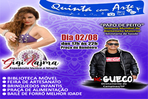 “Quinta com Arte” desta semana terá Dança do Ventre e MC Gueco