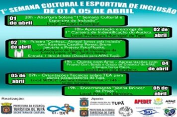 1ª Semana Cultural e Esportiva de Inclusão inicia nesta segunda-feira