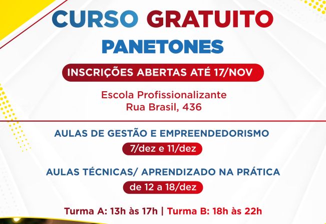 Prefeitura de Tupã abre curso rápido e gratuito de panetone