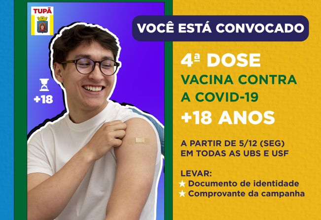 4ª dose está disponível para maiores de 18 anos