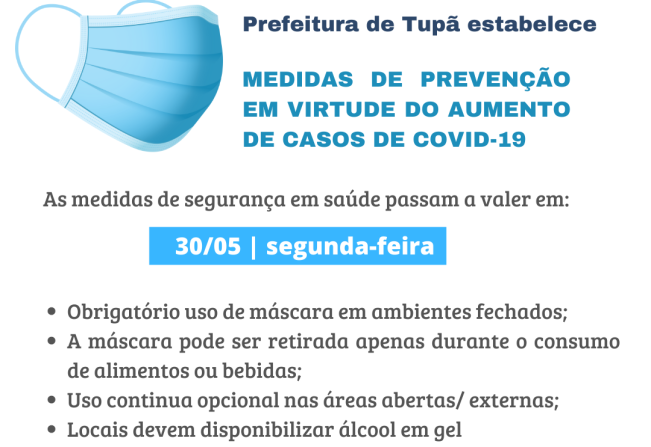 Prefeitura volta a adotar medidas preventivas para combater aumento dos casos de Covid 