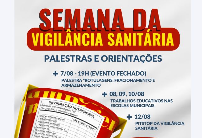 Saúde realizará ações em alusão ao Dia Nacional da Vigilância Sanitária