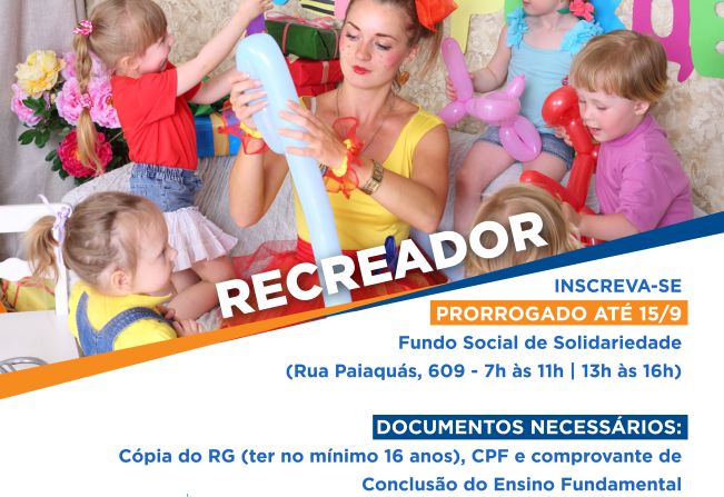 Inscrições prorrogadas para curso de recreador